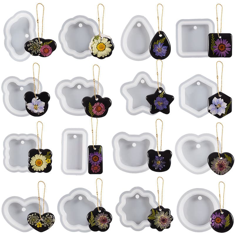 DIY Crystal Resin Single Pendant Mold, No Polishing Needed, Geometric Teardrop Heart Pendant Keychain Silicone Mold