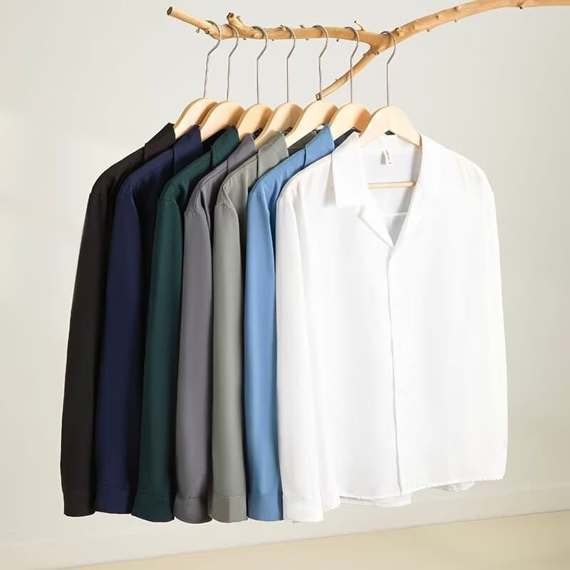 Long Sleeve Shirt Men Spring Autumn Korean Trend Solid Color Shirt Slim Fit Big Size Work Professional Dress Shirt Jacket
