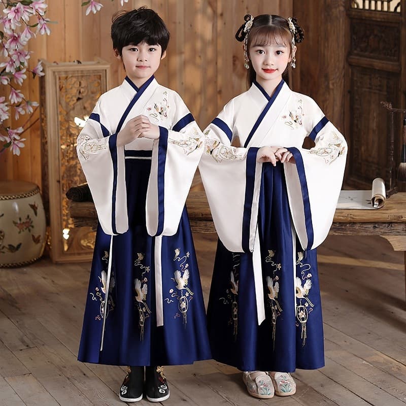 Hanfu boys' Chinese school uniforms Chinese style ancient costumes book children's clothing three-character sutra disciples' rules children's performance clothing primary school students