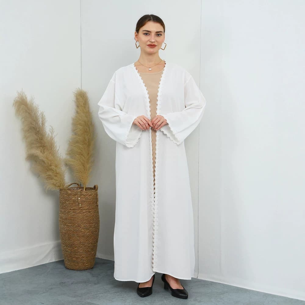 F486 Women's Embroidered Loose Cardigan Long Dress - Fashionable Outerwear, Plus-Size Dress for Cross-Border Trade
