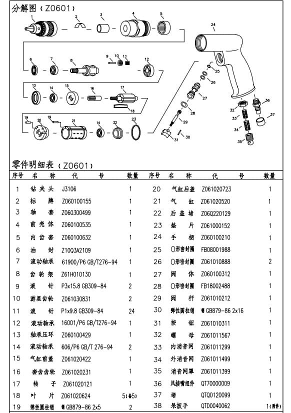 Qingdao Qianshao Aerospace Brand Air Drill Z0601 Parts
