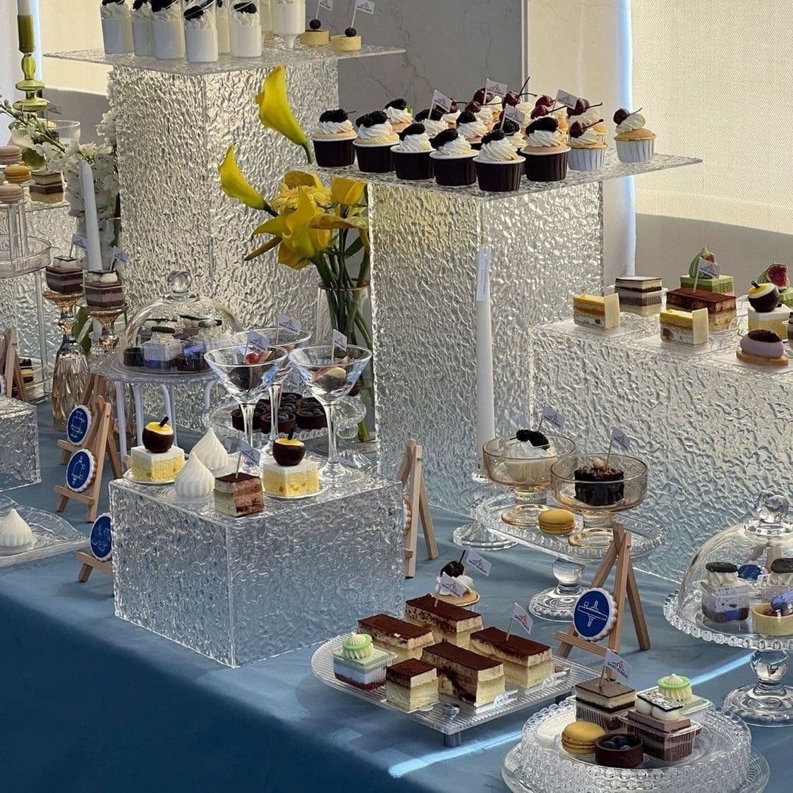Dessert Table Buffet Wedding Banquet Decoration Pastry Stand Afternoon Tea Ripple Acrylic Display Tray Set