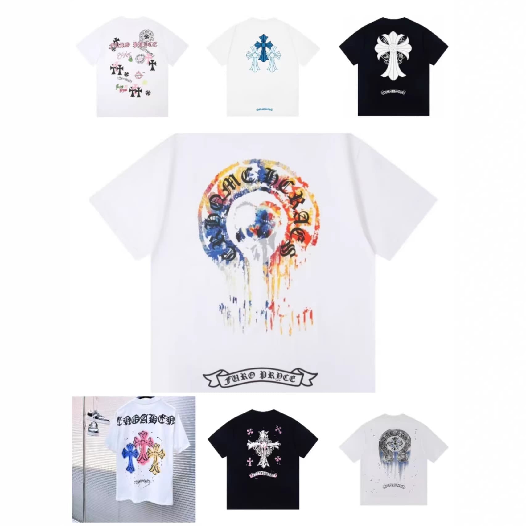 High GSM Chrome Hearts 26 New Style Chrome Hearts Streetwear Men's and Women's Short Sleeve T-Shirt Wholesale