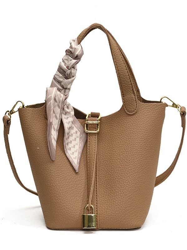 Litchi pattern vegetable basket bag 2026 new trendy simple casual shoulder crossbody bag Korean niche portable bucket bag