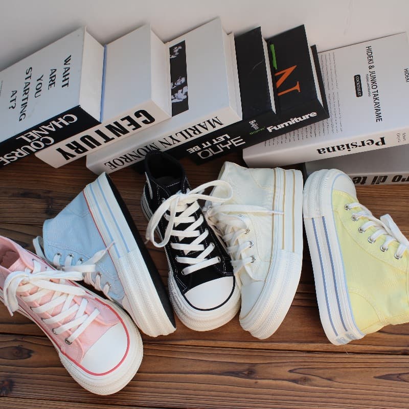 Mango head cute cream thick-soled canvas shoes for women thin spring and summer niche Korean version of platform breathable student white shoes
