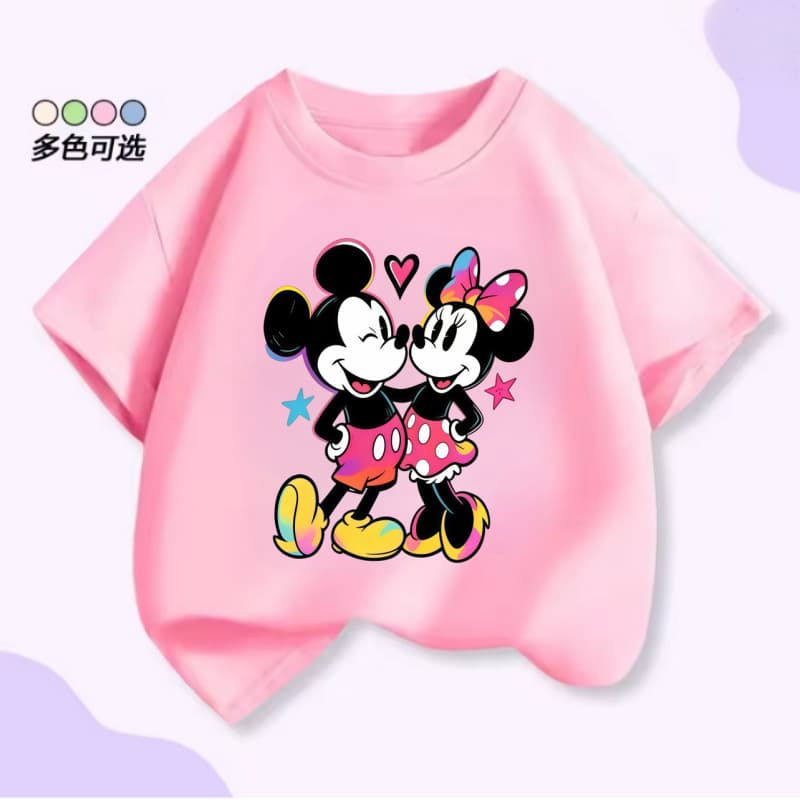 Disney Mickey Boys and Girls Short Sleeve T-Shirt Cotton Breathable Toddler Kids Cartoon Casual Print T-Shirt Short Sleeve