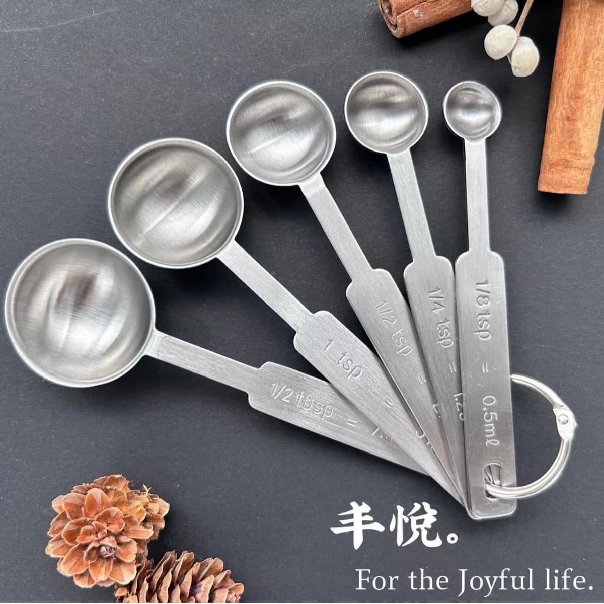 Stainless Steel Measuring Spoon Set of 5, Coffee Spoon, Milk Powder Spoon, Long Handle Measuring Spoon, Creative Spoon, Factory Wholesale