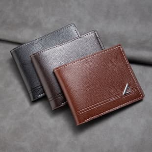 European and American Men's Short Wallet for Young Men, Business Casual Multi-Card Holder Soft Leather Money Clip, Trendy Retro
