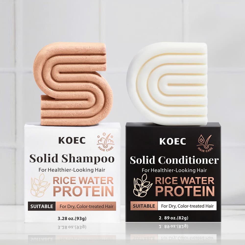 KOEC Rice Hair Care Soap Set Cleansing Nourishing Solid Shampoo Conditioner Set Cross-border Hot Seller