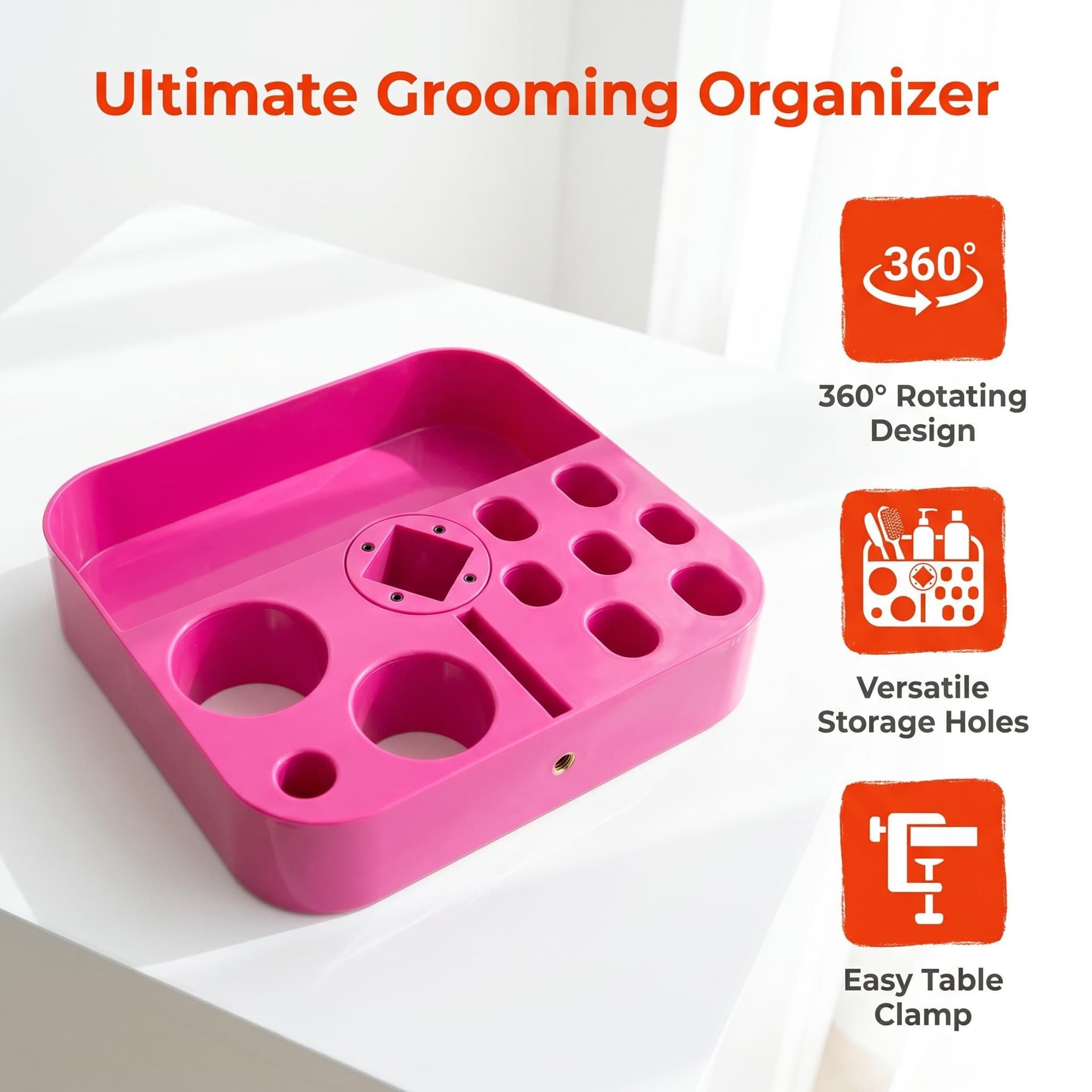 Pet Grooming Storage Box, Rotatable Pet Grooming Table Storage Box, Beginner's Pet Nail Clipper and Comb Box