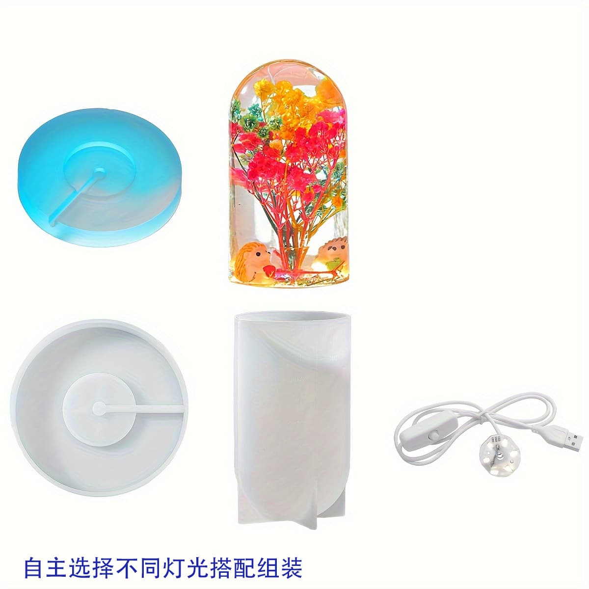 DIY Resin Silicone Mold Micro Landscape Cylinder Night Light Atmosphere Dried Flower Cross-Border Certified Specimen Ornament