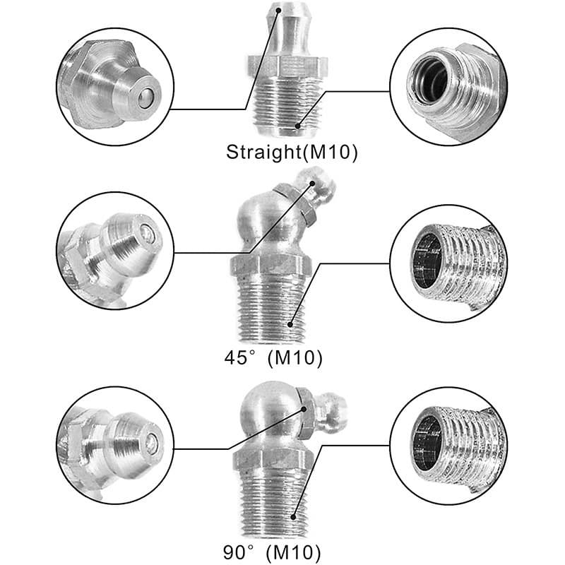 Non-standard and standard grease nipples, bulk boxed, excavator professional grease gun nozzle tips, lubrication fittings, M6/M8/M1