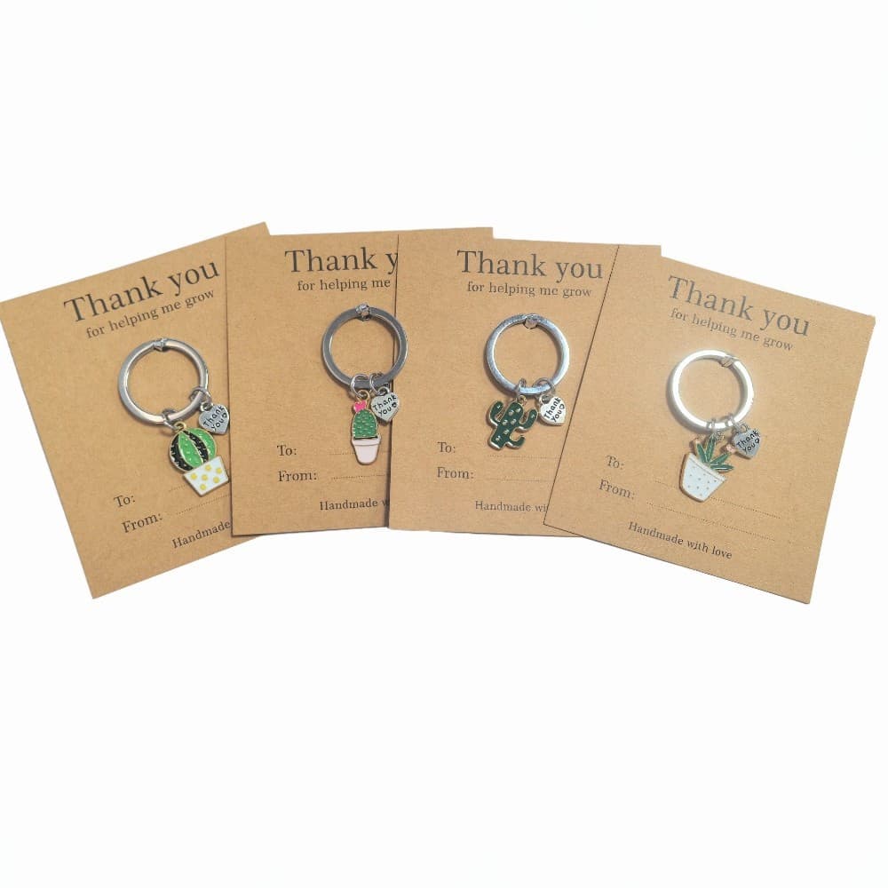 New Thank You For Helping Me Grow Keyrings Creative Cactus Keychain