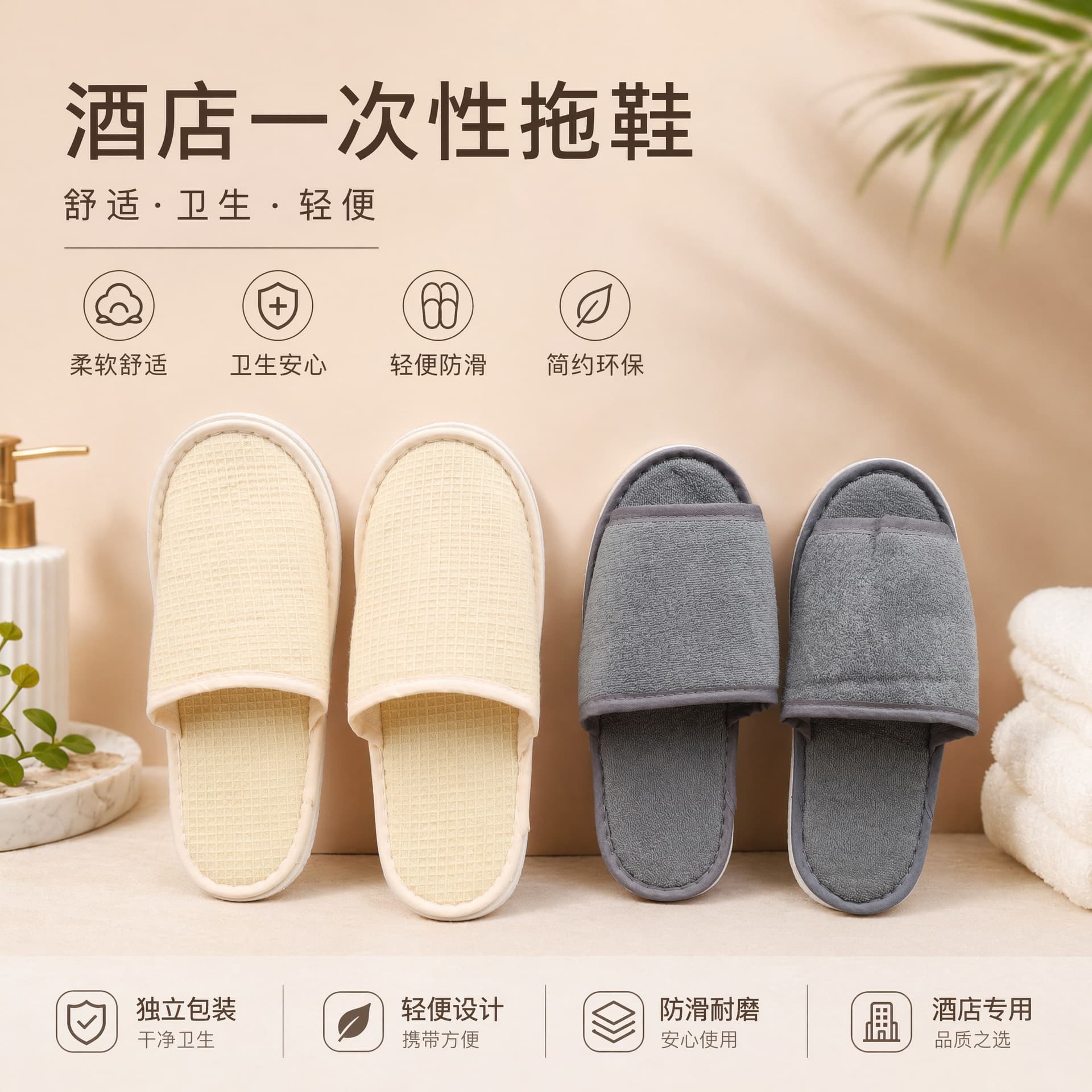 Hotel disposable slippers, guesthouse and B&B special slippers, non-slip, home daily use, unisex bath slippers, cross-border