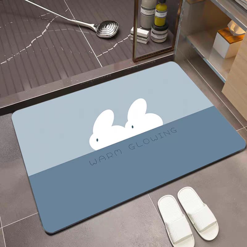 Diatomaceous Earth Bath Mat Absorbent Non-Slip Shower Floor Mat for Toilet Bathroom Washroom Entryway Door Mat Home Floor Mat