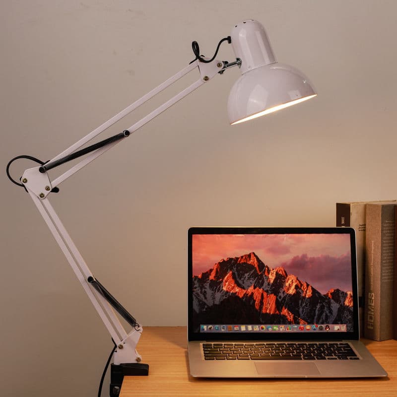 LED Long-Arm Foldable Desk Lamp for Engraving, Nail Art, Mechanics, and Tattooing with Replaceable Bulbs and Office Base Clip
