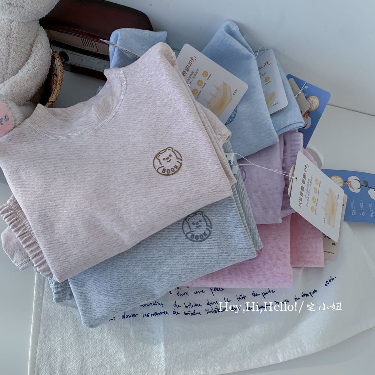 300g soft cotton thermal underwear set for teenagers, boys and girls, warm loungewear