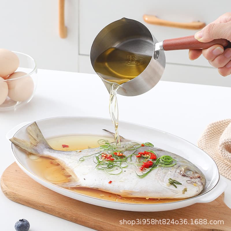 304 Stainless Steel Oil Splash Small Pot Kitchen Hot Oil Small Pot Drizzle Oil Scorching Oil Pot Household Oil Heating Mini Milk Pot Special