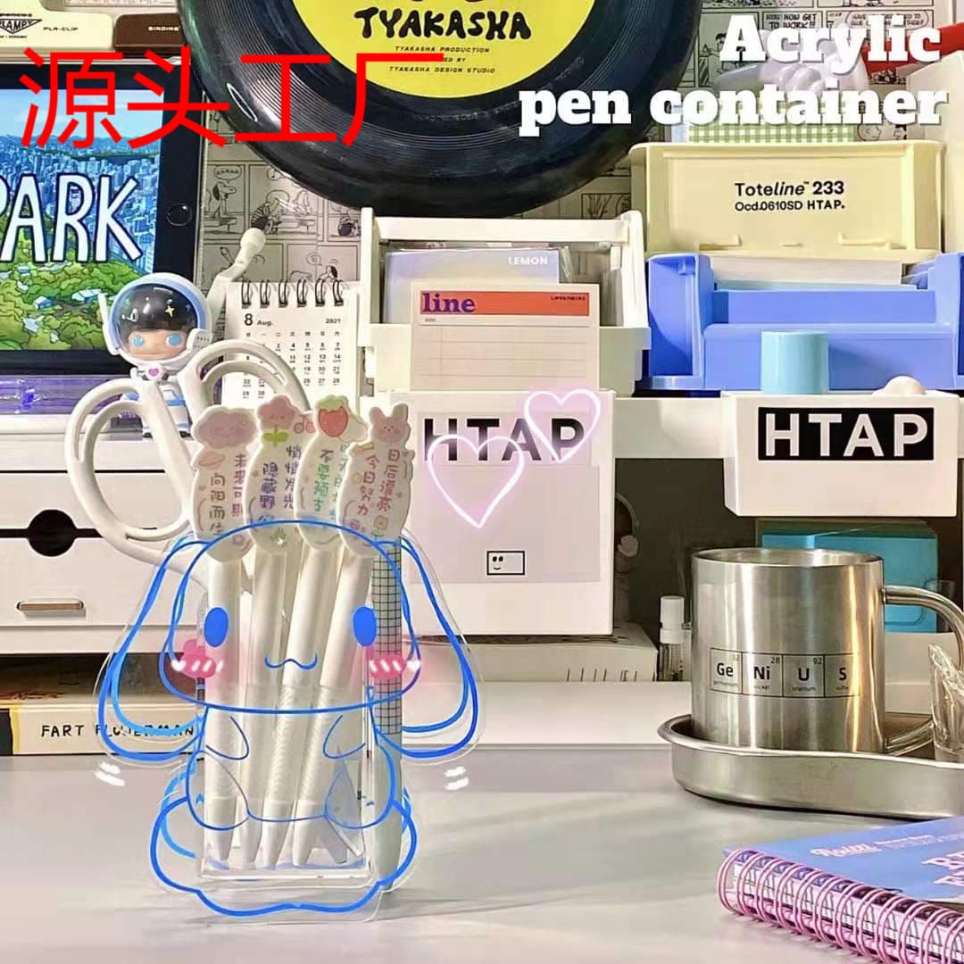 Acrylic pen holder transparent pen holder pen holder ornaments cute pen holder desktop storage rack cartoon pen holder transparent pen holder