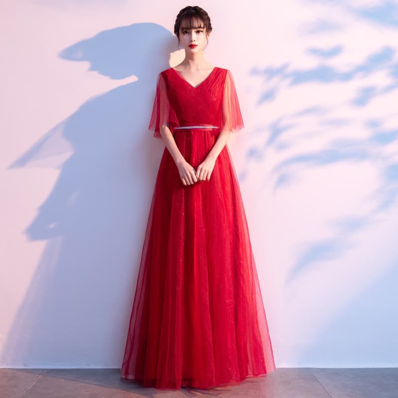 Adult Long Dress for Middle-aged and Elderly Women, Stage Performance for Recitation Competition, New Red Gown for Red Song Chorus