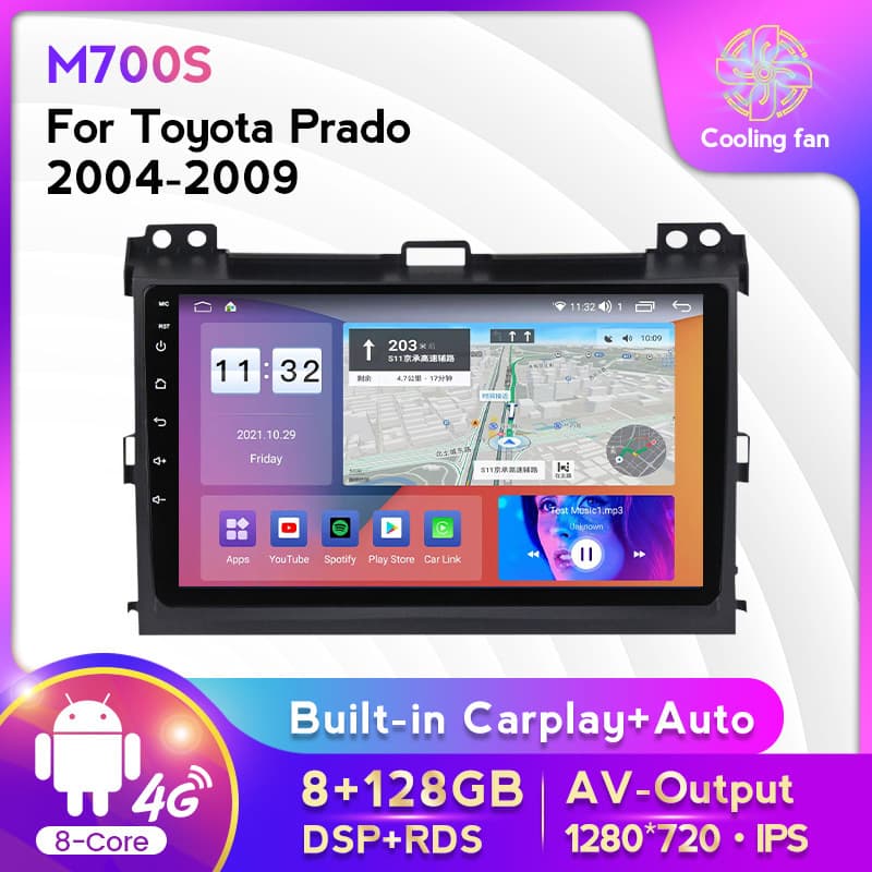 Android Large Screen Car Navigation for Toyota Prado 2004-2009 Models