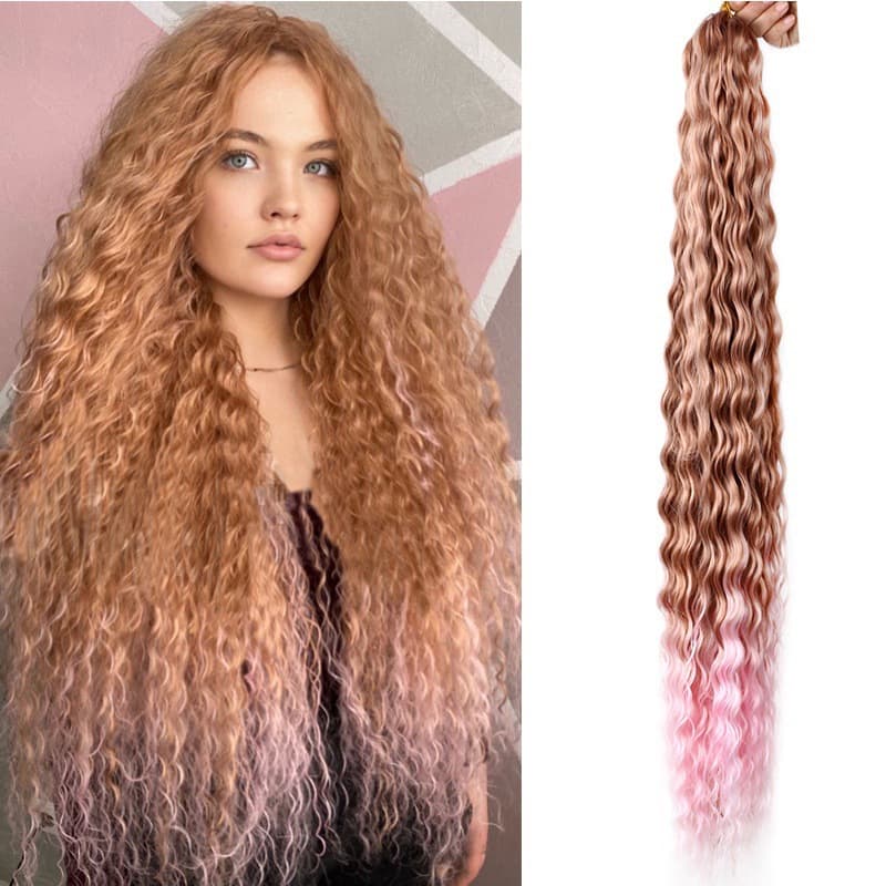 Wig Crochet Hair Synthetic Hair Weft Deep Wave Bulk Hair 30 Inch 120g Women's Hair Weft