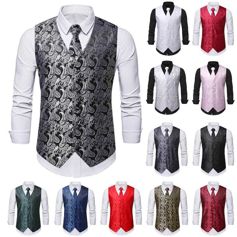 New men's fashion plus size suit vest, European size casual waistband formal vest on Amazon (cross-border e-commerce platform)
