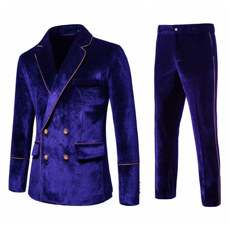 2023 Spring/Summer New Men's Suit Set Slim Fit Double-Breasted European Size Color-Block Men's Tuxedo Best Man Suit