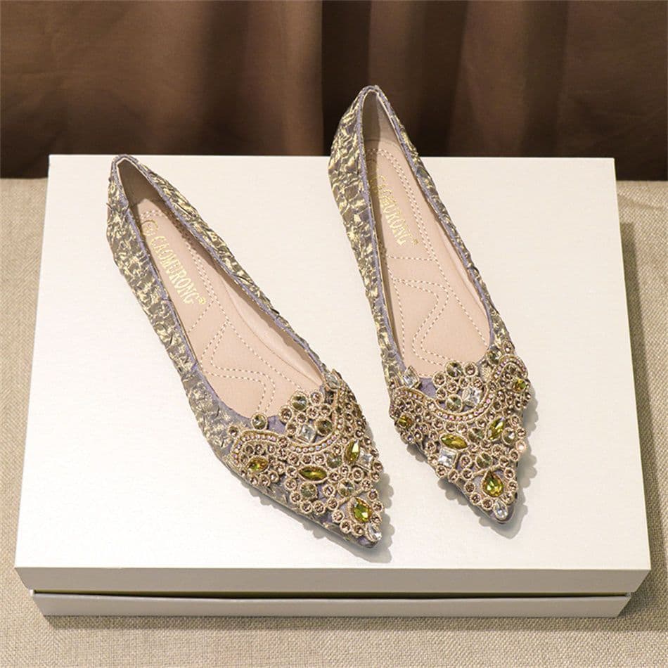 French-style Xiuhe Wedding Dress Main Gown High Heels Women's Low Heel Crystal Shoes Silver Wedding Shoes New Spring/Autumn 2025