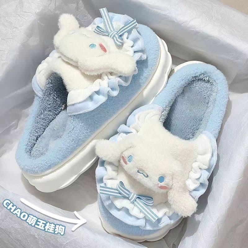 Cute Cinnamon Dog Cotton Slippers PVC Girly Autumn and Winter Indoor Home Furnishings Cotton Slippers Cotton Shoes