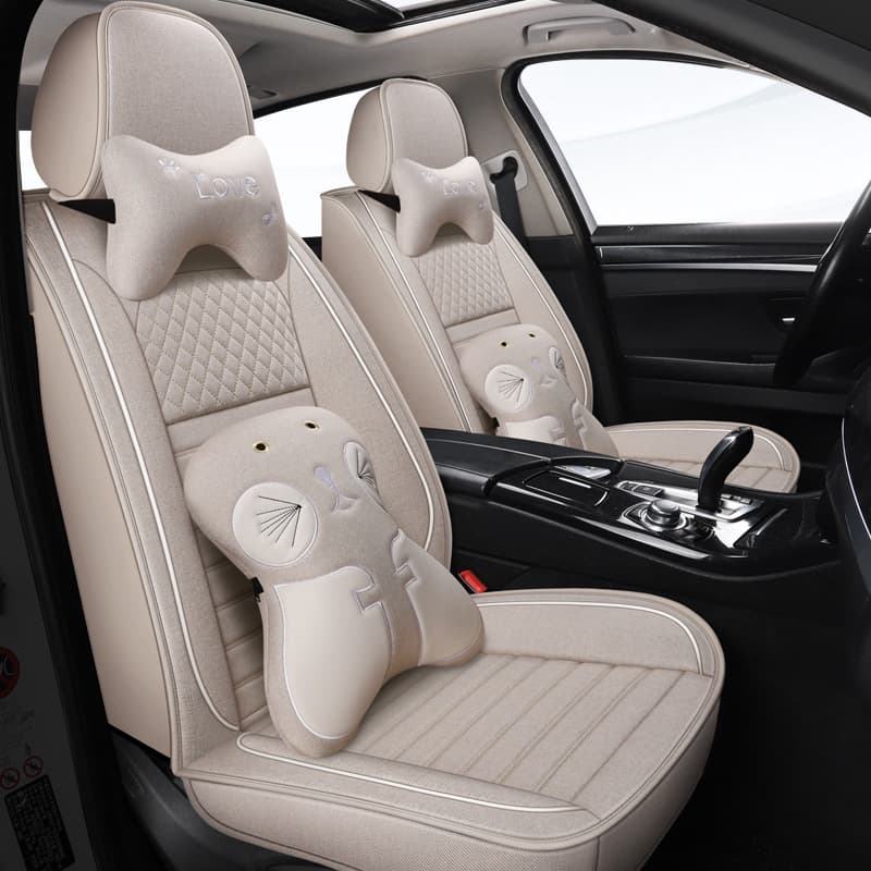 Four Seasons Universal All-inclusive Seat Cover Car Cushion Full Surrounding Spring and Winter Linen Fabric Car Cover Seat Cover Car Cushion Cover