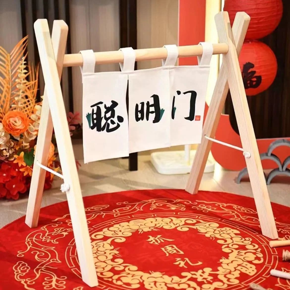 Baby one-year-old smart door to catch the week props ceremony onion door wooden frame package decorative dopamine door frame