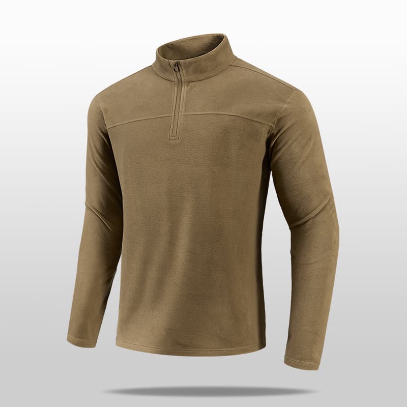 Men's Fleece Jacket with Stand Collar, Half-Zip Pullover, Casual Long-Sleeve Sports Top for Spring and Autumn