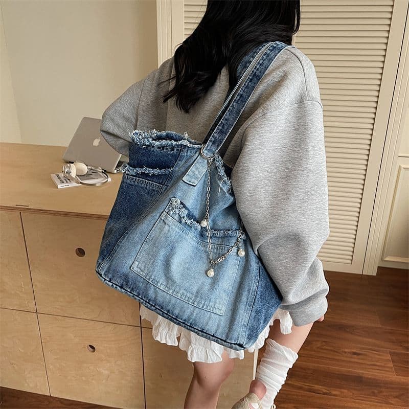 2026 New Denim Bag Fashion Commuter Large Capacity Versatile Tote Casual Shoulder Underarm Handbag
