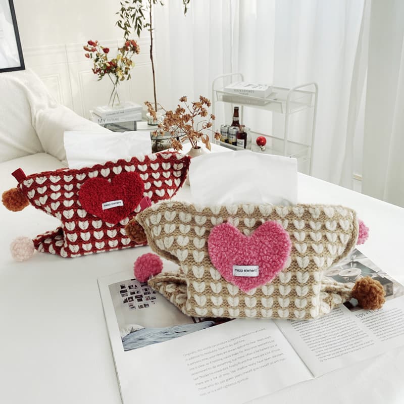 Meizuo Element Design Heart Knitted Tissue Bag Bedroom Living Room Tissue Paper Large Tissue Bag Tissue Box