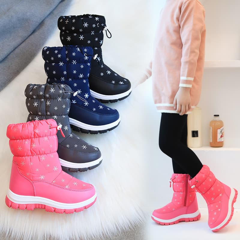 Children's Snow Boots 2025 Winter New Style Snowflake High-Top Cute Fashion Cotton Shoes Casual Soft Sole Warm Boots Wholesale