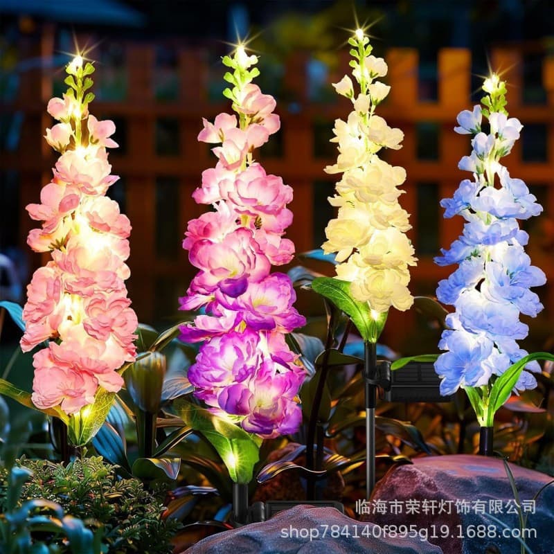 Cross-border LED Solar Decorative Light String, Lawn Light, Garden Courtyard Artificial Delphinium Outdoor Waterproof Ground Insert Light
