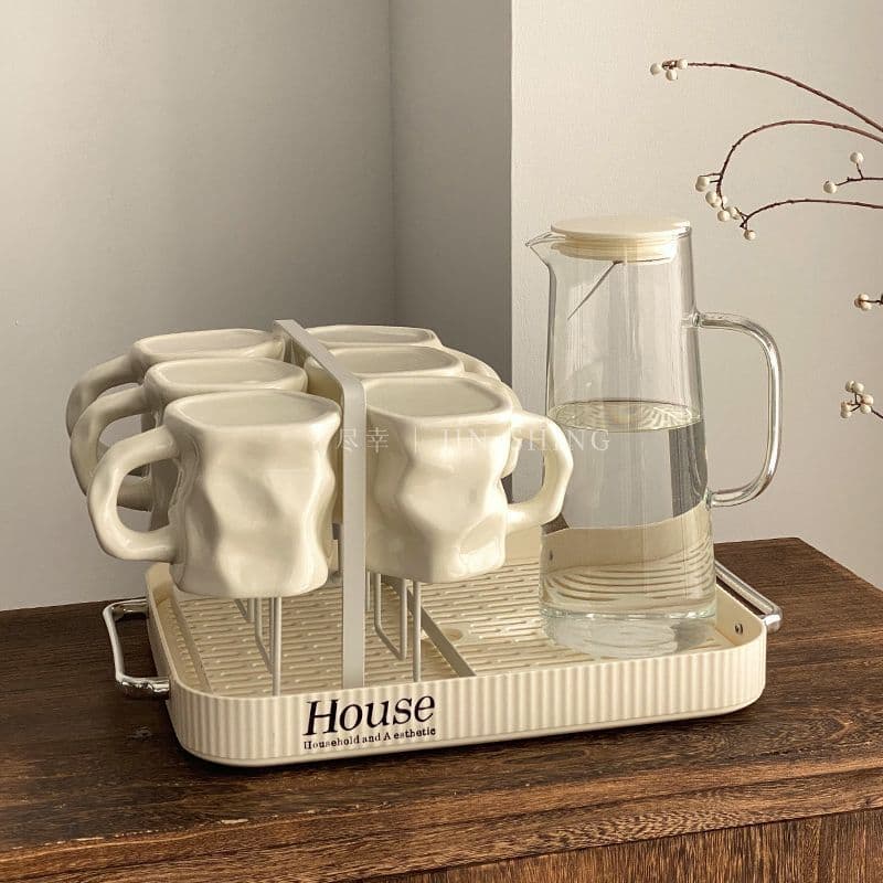 High-End Ceramic Water Cup Set for Home Living Room, Moving to New Home, Hospitality Cup, Twist Mug, Teapot Cup