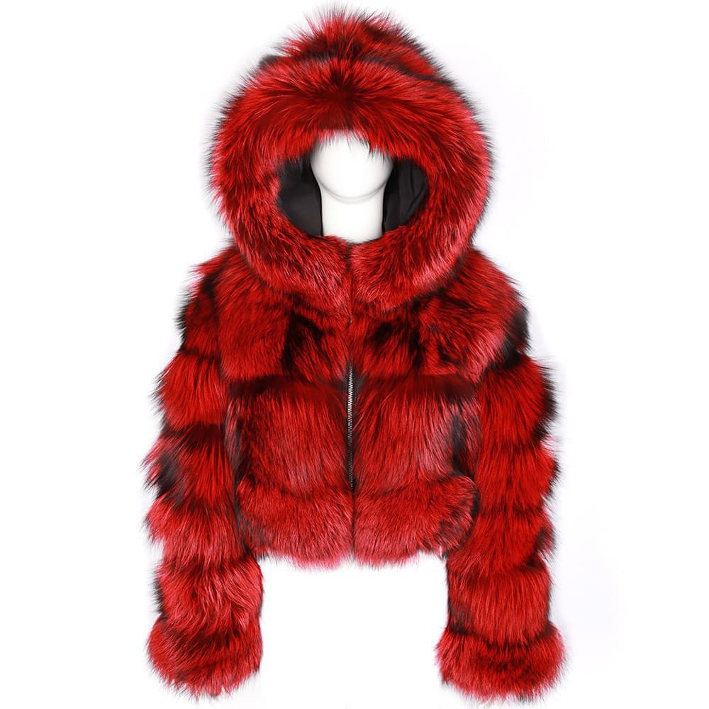 Haining Fur Manufacturer Wholesale Autumn and Winter New Faux Fur Fox Fur Mink Fur Hooded European and American Short Imitation Fur