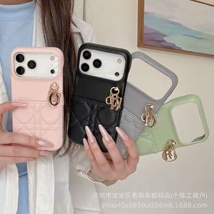 Designer Card Slot iPhone 17 Pro Max Phone Case Pendant 16/15/14/12 Leather Case 3 Card Slot Outer Shell Cover