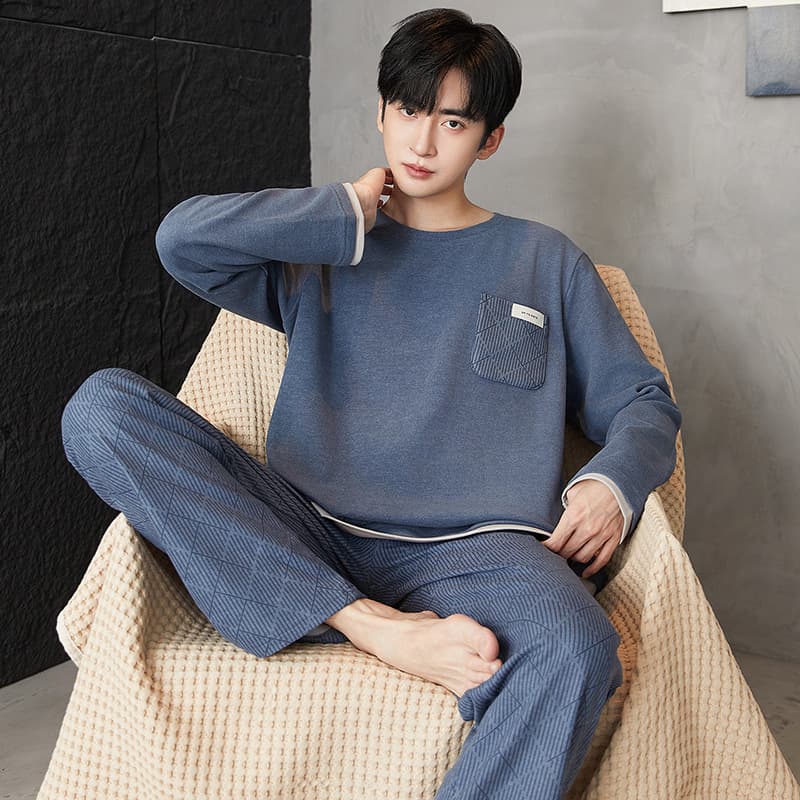 Men's Fleece Pajama Set Fall Winter 2025 New Thick Warm Loungewear Casual Wear-Out Suit Spring Autumn