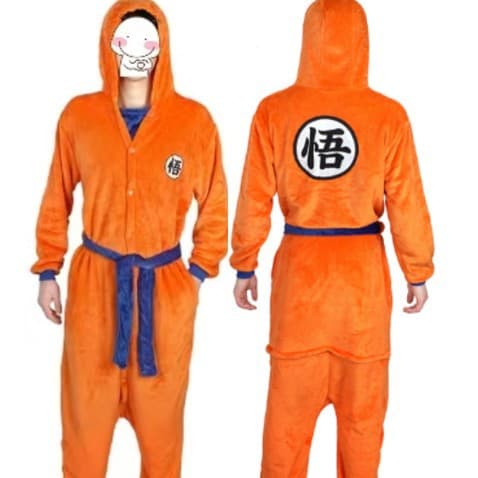 Thickened Flannel Monkey King Onesie Pajamas Couple Home Clothes Seven Dragon Balls Cosplay Winter Seasonal Sleepwear Set