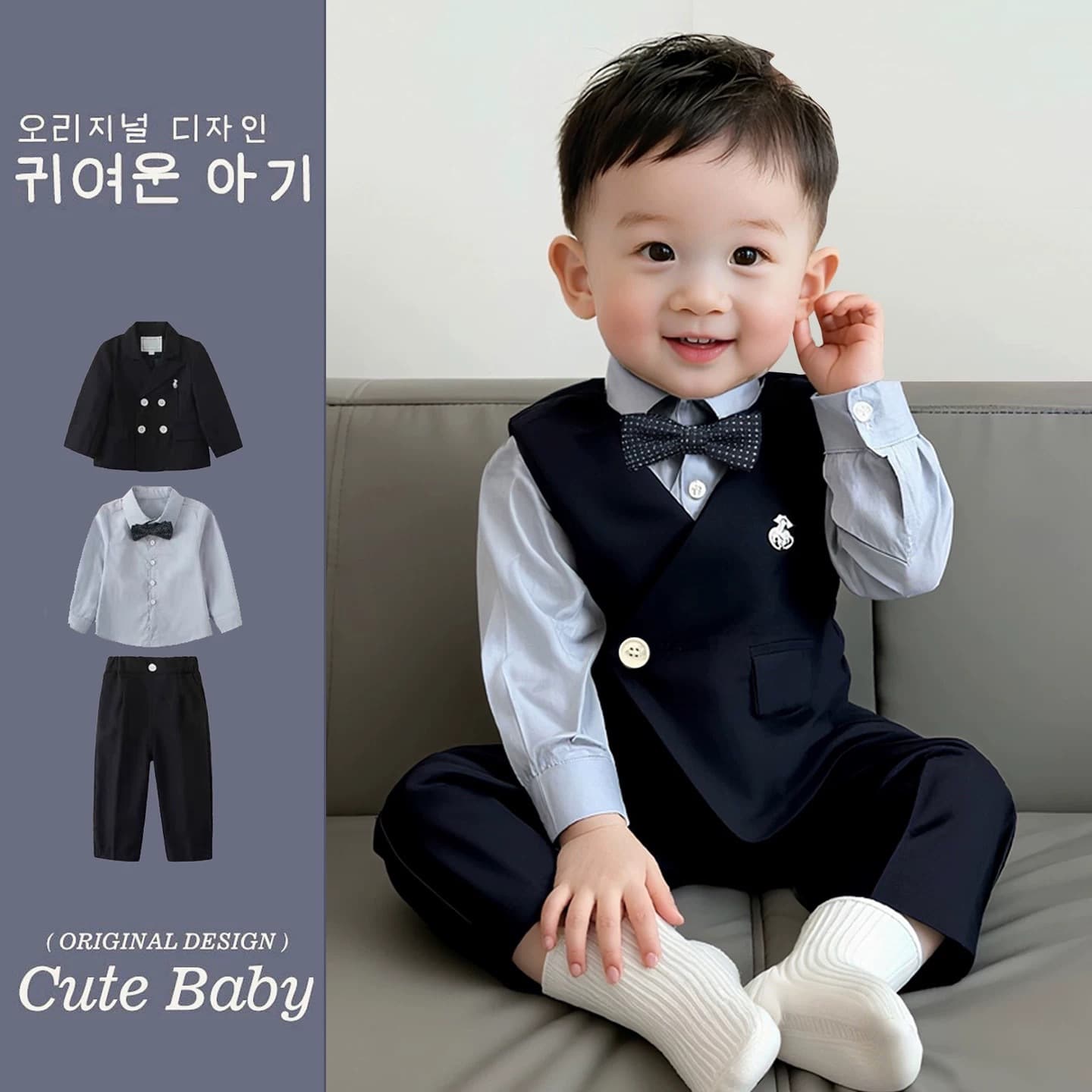 New Spring/Autumn Baby Boy Birthday Suit, British Style Handsome Little Suit, Toddler Host Outfit