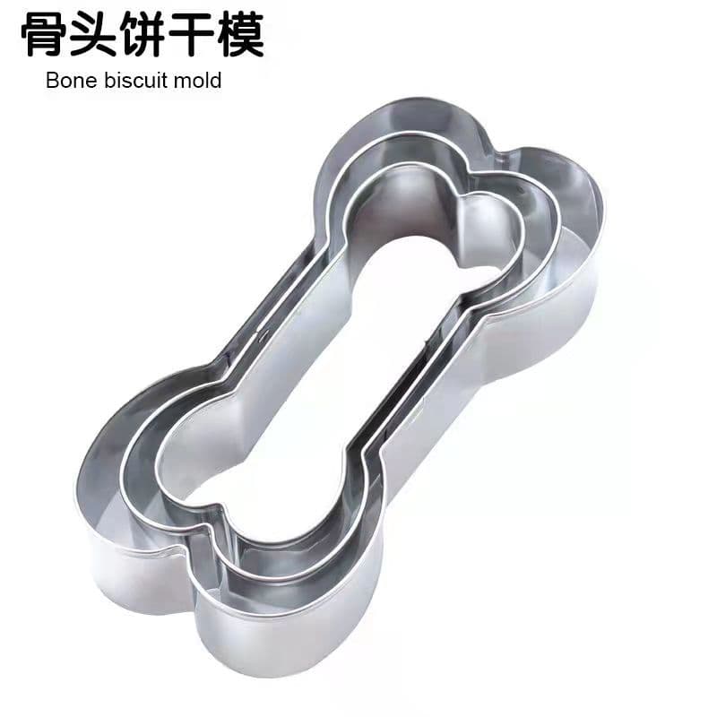 Stainless Steel Cookie Cutter Baking DIY Cake Cutting Mold Stainless Steel Dog Bone 3-Piece Set Cookie Mold