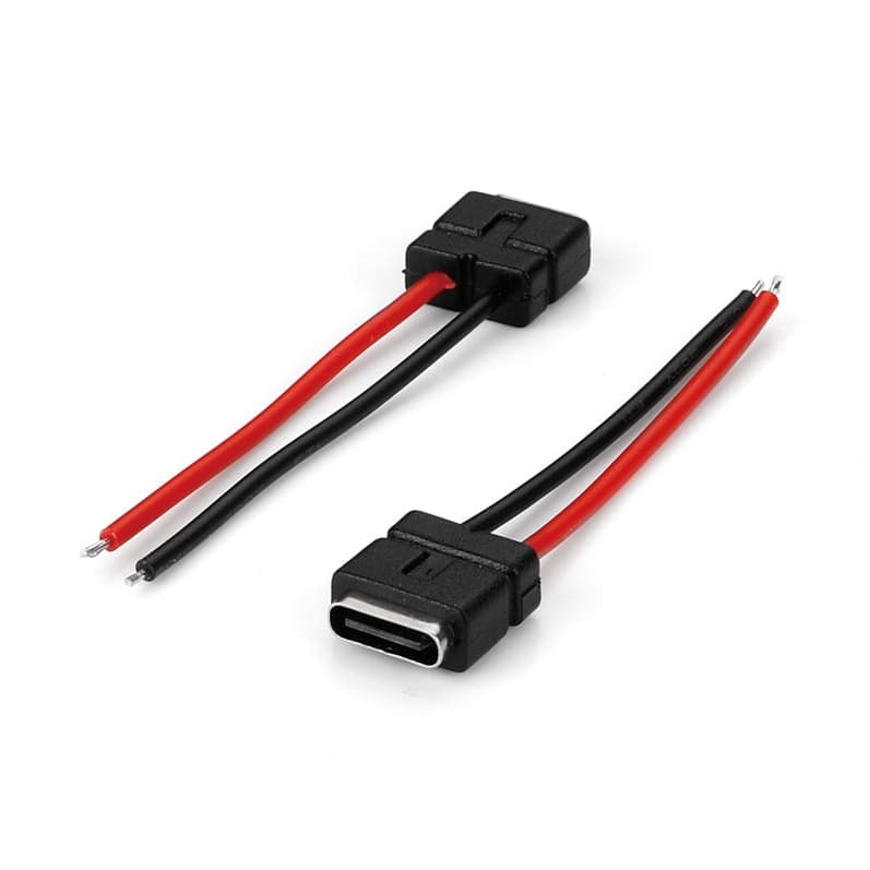 Solder-type connectors with wire, Type-C 2P waterproof female socket wire, customizable for personal care products, fast-charging female head.
