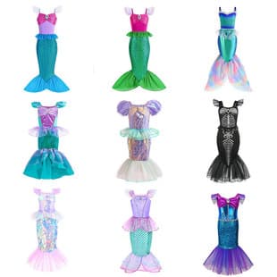 Mermaid Princess Dress Collection Ariel Wig Kids Mermaid Tail Dress European and American Style Children's Dress