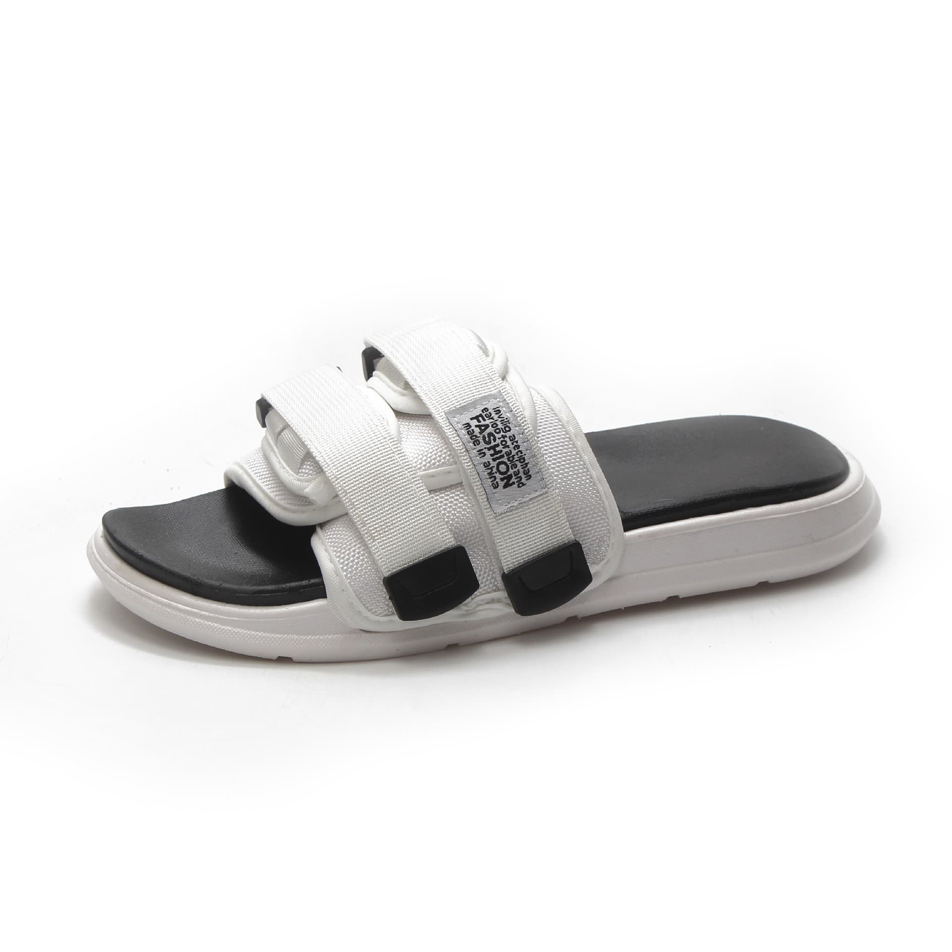 Summer slippers, trendy and stylish, casual and versatile for outdoor wear, double-row buckle, soft sole, Velcro slippers, couple's one-strap slippers