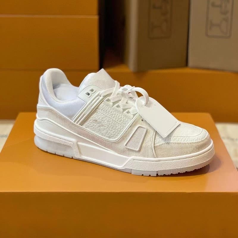 2023 LV Trainer White Cement White Sneakers Women's Black and White Panda Casual Couple Sports Shoes