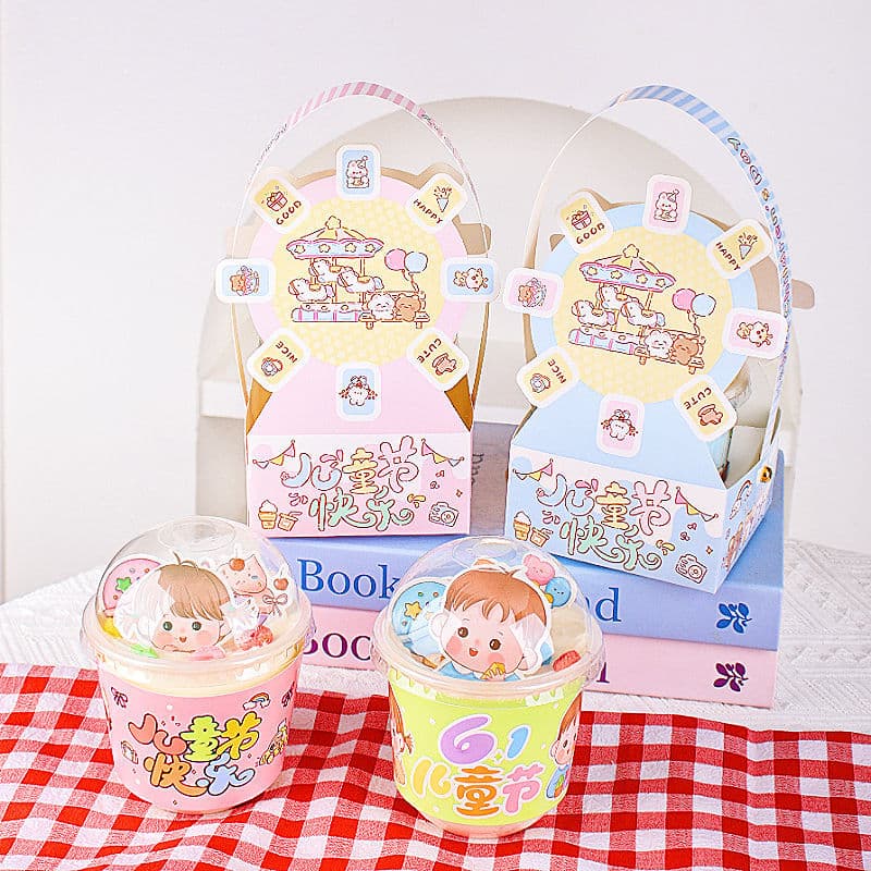 Ferris wheel Bobo Cup portable cake box Children's Day cake decoration box Chubby Cup 61 portable dress