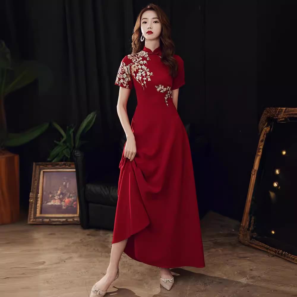 Cross-border Maternity Cheongsam Toast Dress 2026 Summer New Plus Size Chinese-style Wedding Evening Gown Women Wholesale
